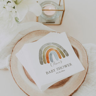 Vattenfärgsboho Rainbow Baby Shower Pappersservett