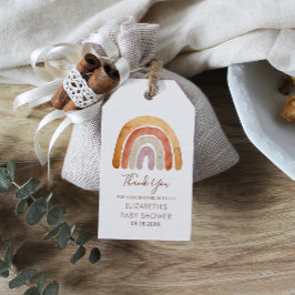 Vattenfärgsboho Rainbow Baby Shower Presentetikett