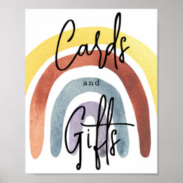 Vattenfärgsboho Regnbågskort och presenter poster
