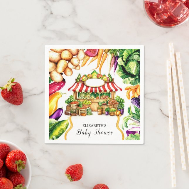 Vattenfärgsbondgårdarens babyskor för marknaden pappersservett (Insitu)