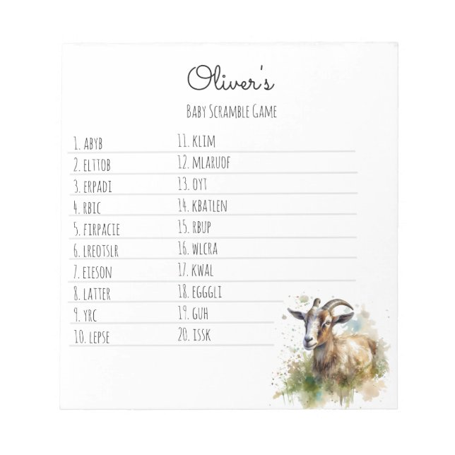 Vattenfärgsbondgett, anpassningsbar anteckningsblock (Framsida)