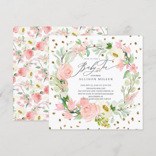 Vattenfärgsbonusar Blommigt Baby Tea Shower Inbjudningar