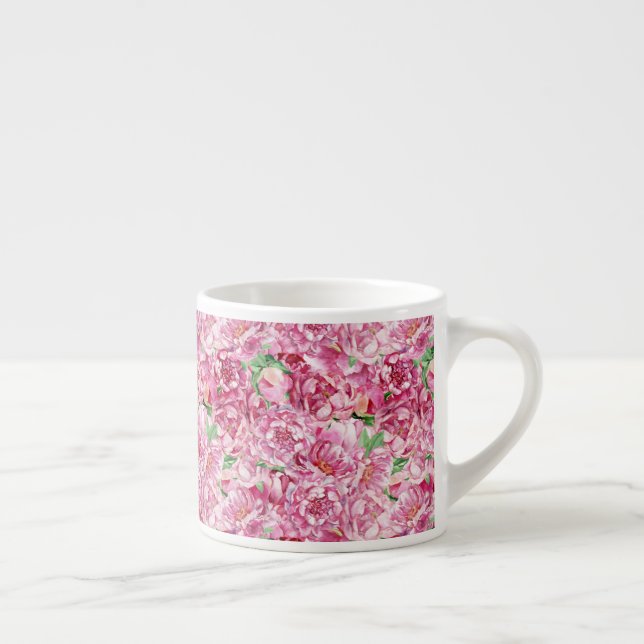 Vattenfärgsbor Rosa Peonies Espressomugg (Höger)