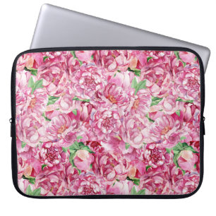 Vattenfärgsbor Rosa Peonies Laptop Fodral