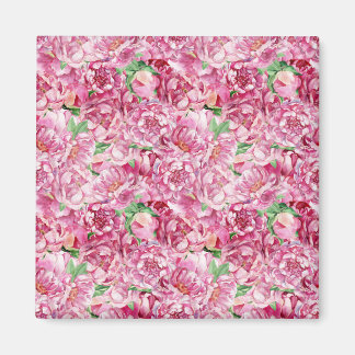 Vattenfärgsbor Rosa Peonies Magnet