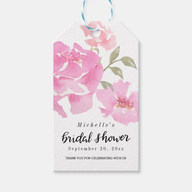 Vattenfärgsbor Rosa Peonies | SkriptMöhippa Presentetikett (Framsidan)