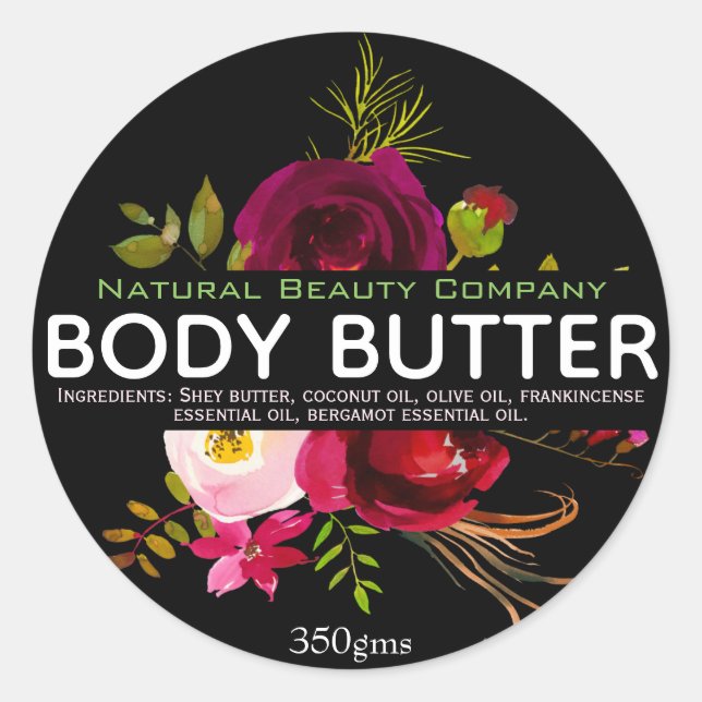 VattenfärgsBouquet på etiketter för svart kroppssm (Framsida)