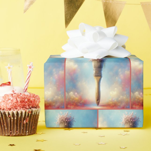 VattenfärgsBouquet Rosa i penseln Presentpapper (Födelsedagsfest)