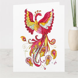Vattenfärgsbrandfågel eller Phoenix Fantasy Creatu Kort