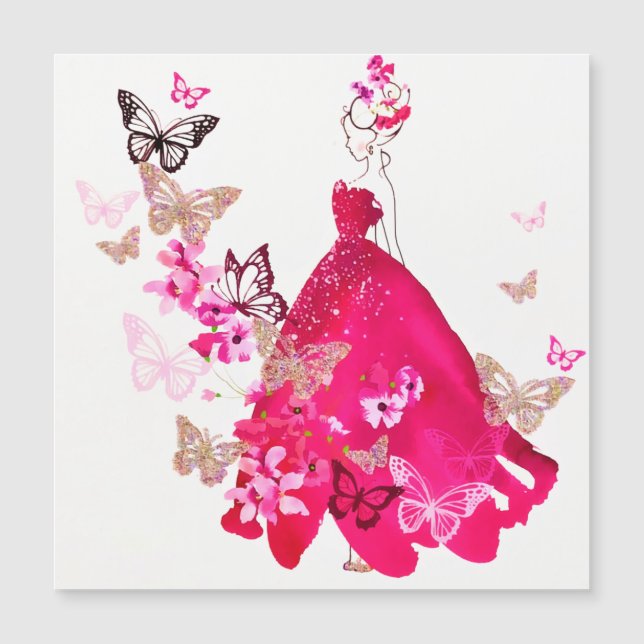 Vattenfärgsbrid Blommigt Butterfly Guld Glitter (Framsida)