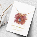 VattenfärgsBridesmaid Necklace-Visning Card Placeringskort<br><div class="desc">Speciell för dig!</div>