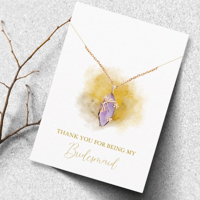 VattenfärgsBridesmaid Necklace-Visning Card Placeringskort (Skapare uppladdad)
