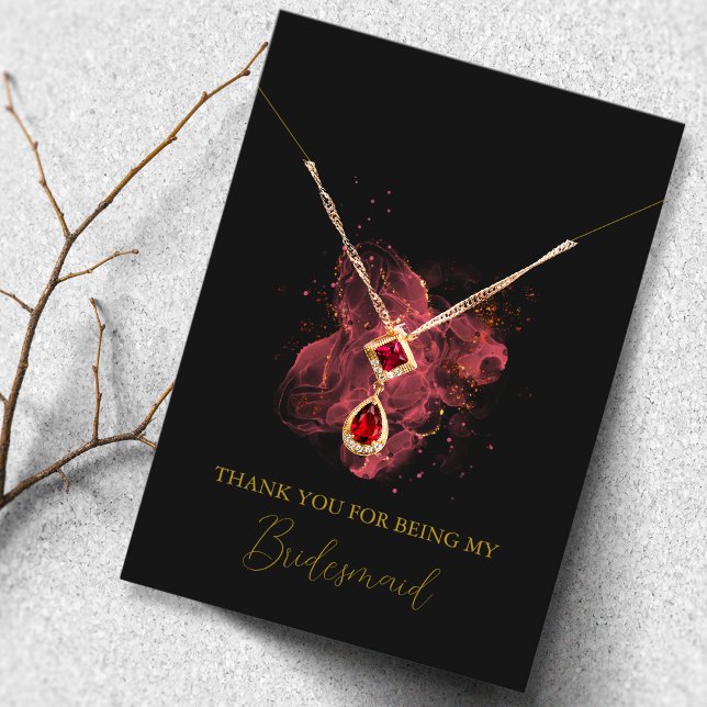 VattenfärgsBridesmaid Necklace-Visning Card Placeringskort (Skapare uppladdad)