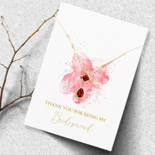 VattenfärgsBridesmaid Necklace-Visning Card Placeringskort