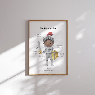 Vattenfärgsbrun hudpojke Guds pansar skriver ut Poster