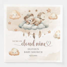 Vattenfärgsbruna elfenbensfjädrar moln 9 pappersservett