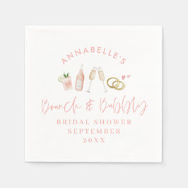 Vattenfärgsbrunch och bubbelfärgad möhippa pappersservett