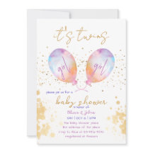 Vattenfärgsbubblor Rosa Twin Girl Baby Shower