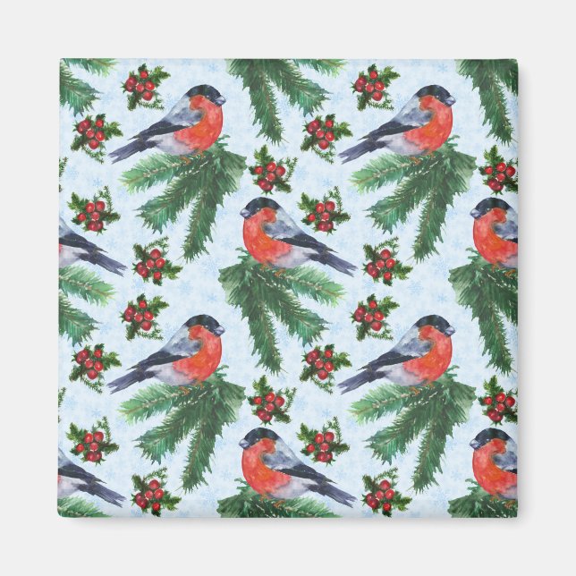 vattenfärgsbullfink magnet (Framsidan)