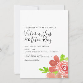 Vattenfärgsbunk Blommigt Bunch  Rosa Bröllop Inbjudningar