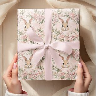 Vattenfärgsbunny Ansikte & Blommigt Utandning Presentpapper