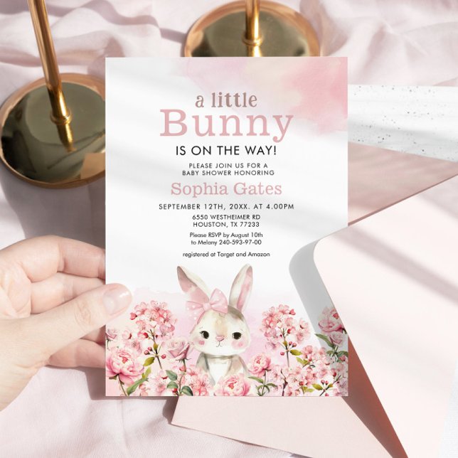 Vattenfärgsbunny är på Way Baby Shower Inbjudningar (Skapare uppladdad)