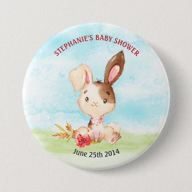 Vattenfärgsbunny babystöldgård knapp (Framsida)