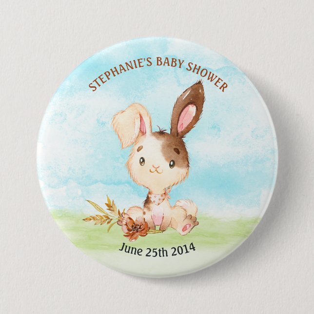 Vattenfärgsbunny babystöldgård knapp (Framsida)