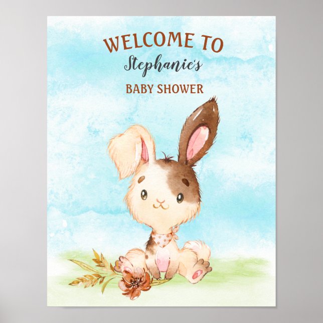Vattenfärgsbunny babystöldgård poster (Framsidan)
