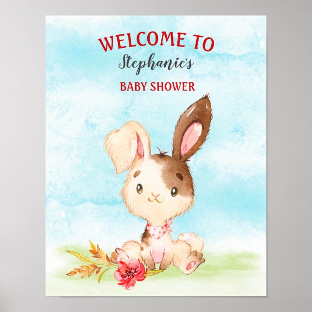Vattenfärgsbunny babystöldgård poster (Framsidan)