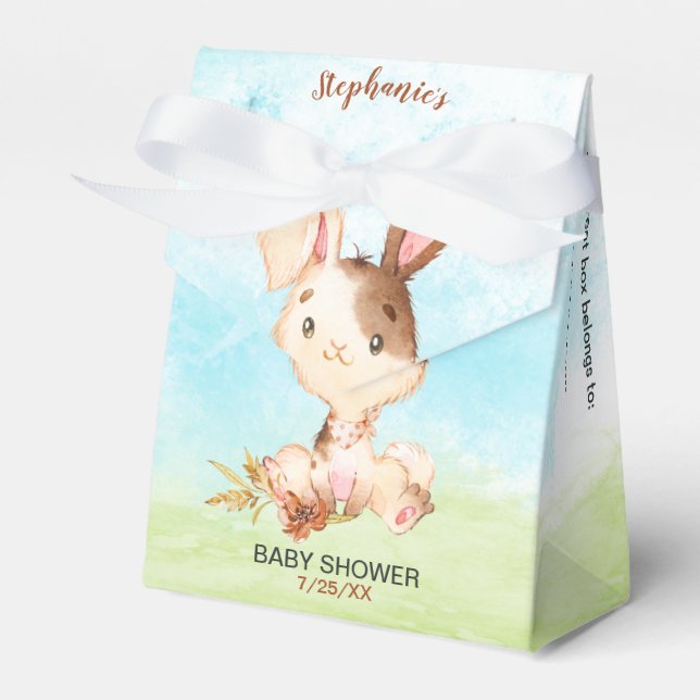 Vattenfärgsbunny babystöldgård presentaskar (Framsidan Sidan)