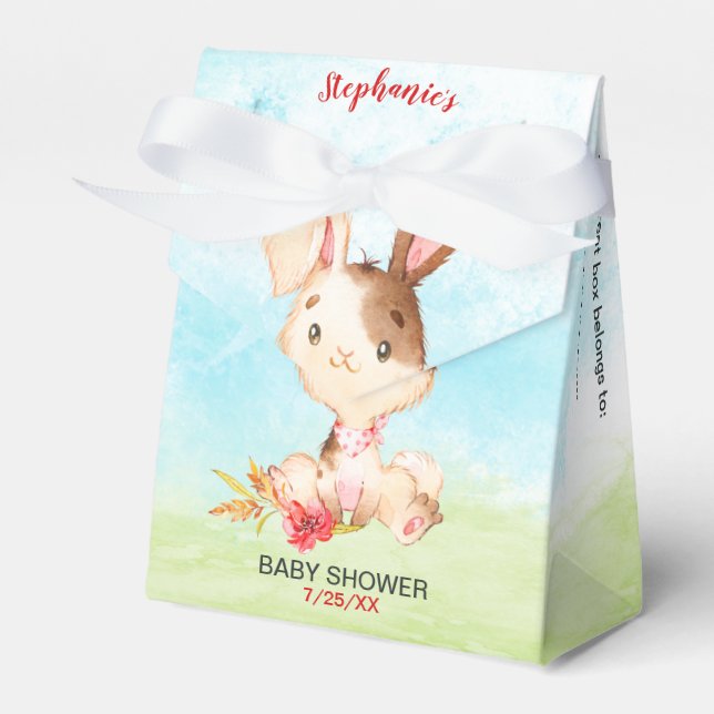 Vattenfärgsbunny babystöldgård presentaskar (Framsidan Sidan)