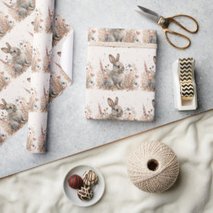 Vattenfärgsbunny & Blommigtar: Springtime Art Presentpapper