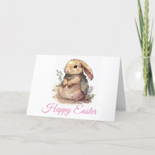 Vattenfärgsbunny Cute Påsk-kort Tack Kort