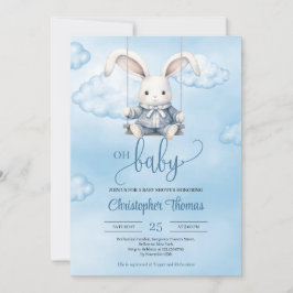 Vattenfärgsbunny i baby på vinge i himlar inbjudningar