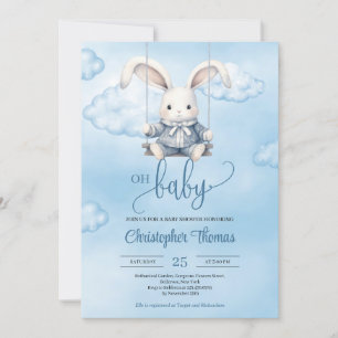 Vattenfärgsbunny i baby på vinge i himlar inbjudningar