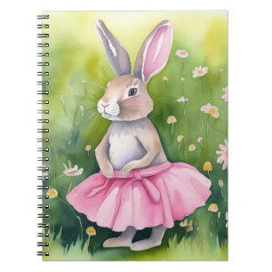Vattenfärgsbunny i Rosa Tutu Anteckningsbok