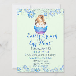 Vattenfärgsbunny i Stripe Egg Påsk Inbjudningar