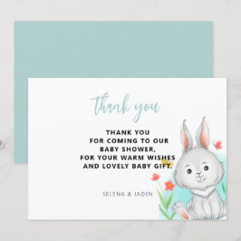 Vattenfärgsbunny, kanin, babystövel tack kort