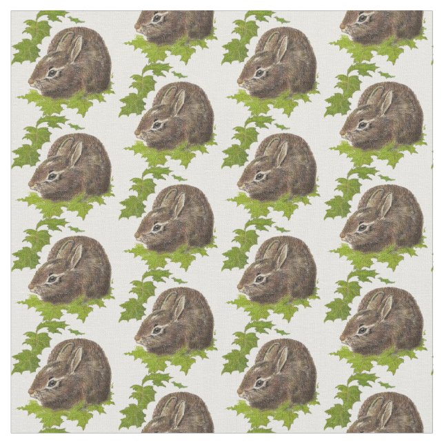 Vattenfärgsbunny Kanin Cute Pet Animal art Tyg (Närbild)