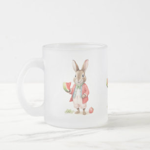 Vattenfärgsbunny med Watermelon Frostad Glasmugg