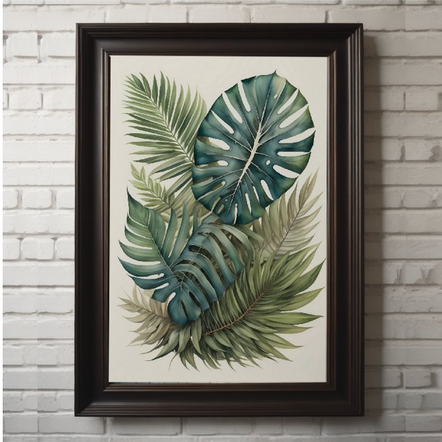 Vattenfärgsbunt av Tropical Monstera Handflatan Lö Poster (Skapare uppladdad)