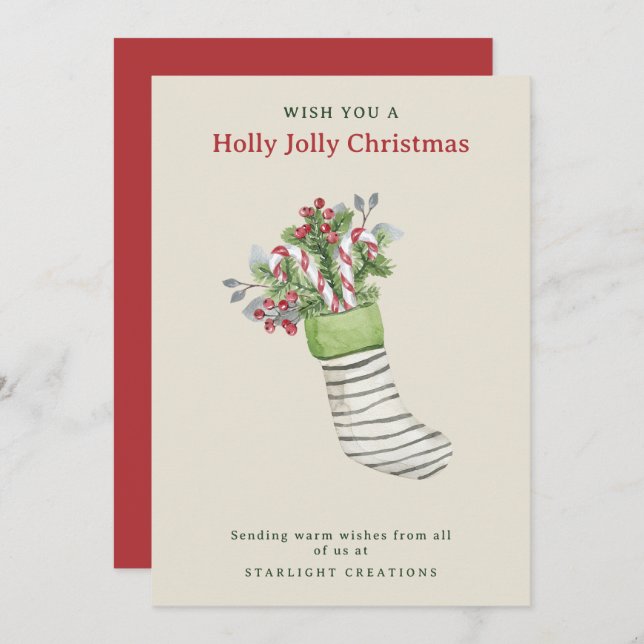 Vattenfärgsbutiker - julhandel julkort (Fram/baksida)