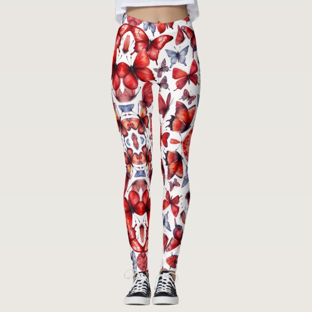 Vattenfärgsbutterflies art leggings (Framsida)