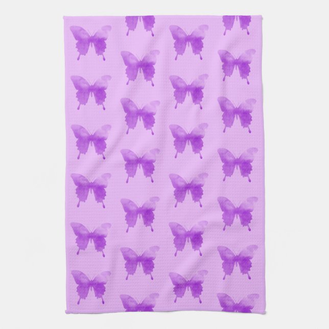 VattenfärgsButterflies - Lavender and Violet Kökshandduk (Vertikal)