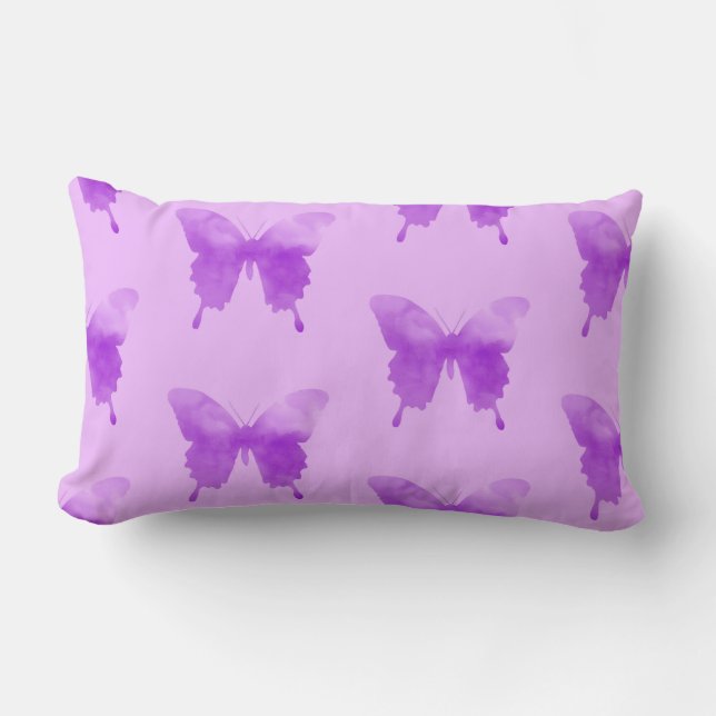 VattenfärgsButterflies - Lavender and Violet Lumbarkudde (Framsida)