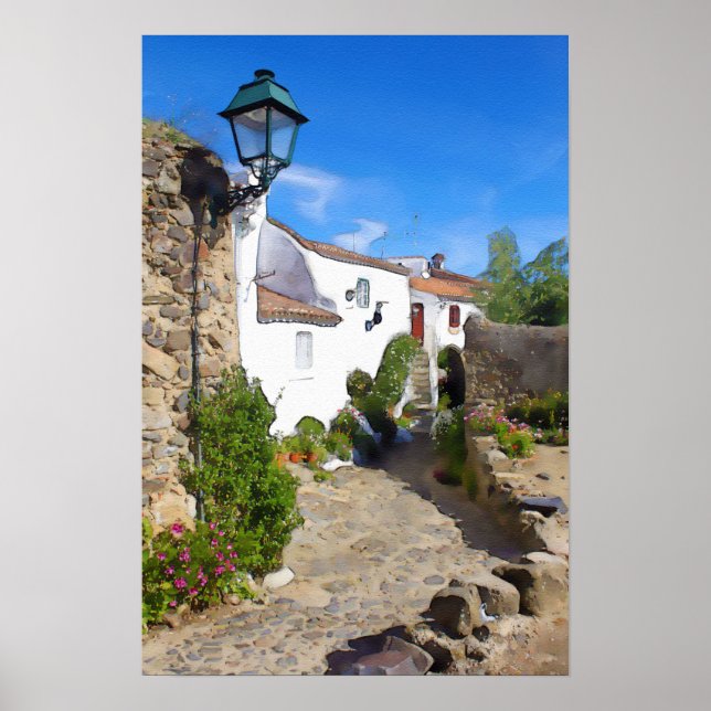 Vattenfärgsby i Medelhavet Poster (Framsidan)