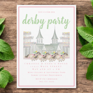 VattenfärgsByggnad Derby Party Horse Tävla Rosa Inbjudningar