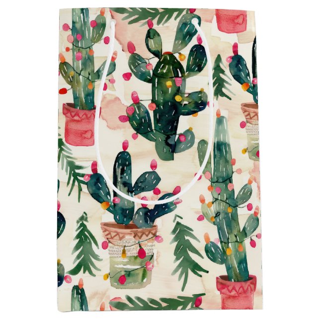 vattenfärgscactus christmas ljus för gåva ge (Framsidan)