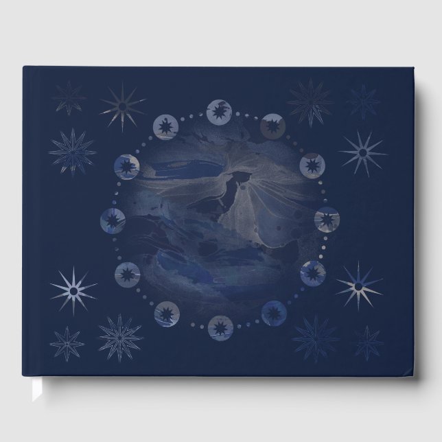 Vattenfärgscelestial Mörk blått Himlar Gästböcker (Framsida)